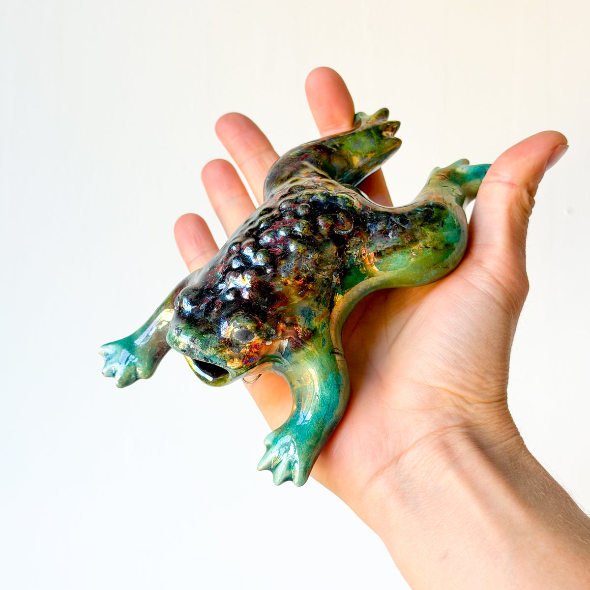 Raku Toadie Wall Vase